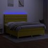 vidaXL Boxspringbett mit Matratze & LED Gr&uuml;n 160x200 cm Stoff
