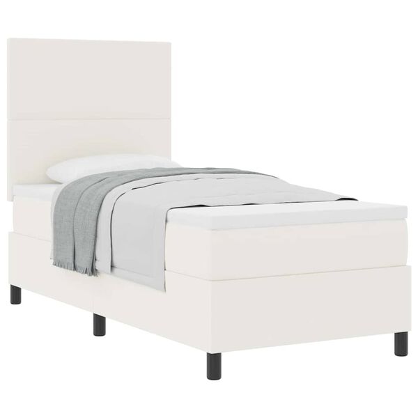 vidaXL Boxspringbett mit Kopfteil Creme und Wei&szlig; 90 x 190 cm Cordstoff