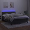 vidaXL Boxspringbett mit Matratze & LED Dunkelgrau 140x200 cm Samt