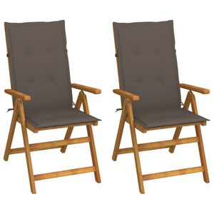 vidaXL 2 verstellbare Klappst&uuml;hle mit Kissen aus massivem Akazienholz