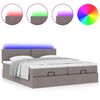 vidaXL Ottoman-Bett mit Matratzen & LEDs Taupe 180x200 cm Stoff