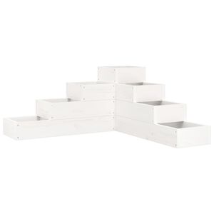vidaXL Pflanzentreppe 4 Stufen 80,5x79x36 cm Wei&szlig; Massivholz Kiefer