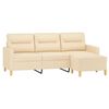 vidaXL 3-Sitzer-Sofa mit Hocker Creme 180 cm Stoff
