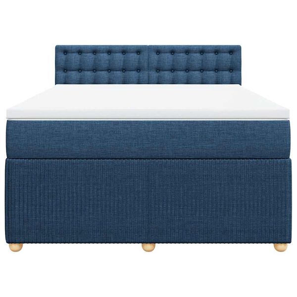 vidaXL Boxspringbett mit Matratze Blau 140x200 cm Stoff