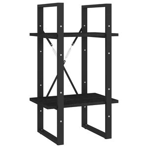 vidaXL B&uuml;cherregal 2 B&ouml;den Schwarz 40x30x70 cm Massivholz Kiefer