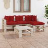 vidaXL 5-tlg. Garten-Lounge-Set aus Paletten mit Kissen Kiefernholz
