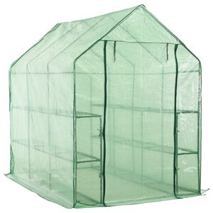 vidaXL Begehbares Gew&auml;chshaus mit 12 Regalen Stahl 143 x 214 x 196 cm