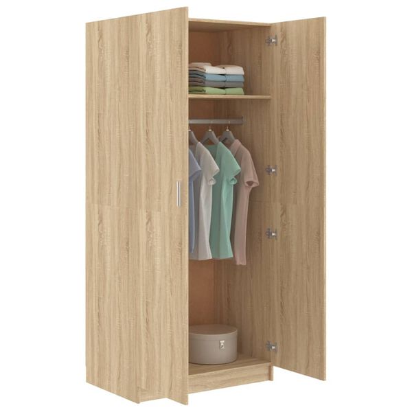 vidaXL Kleiderschrank Sonoma-Eiche 80x52x180 cm Holzwerkstoff