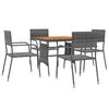 vidaXL 5-tlg. Garten-Essgruppe Poly Rattan Grau