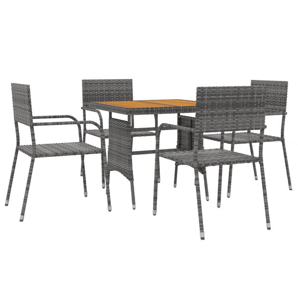 vidaXL 5-tlg. Garten-Essgruppe Poly Rattan Grau