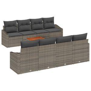 vidaXL Gartensofa-set mit Kissen 9 pcs Grau Poly-Rattan