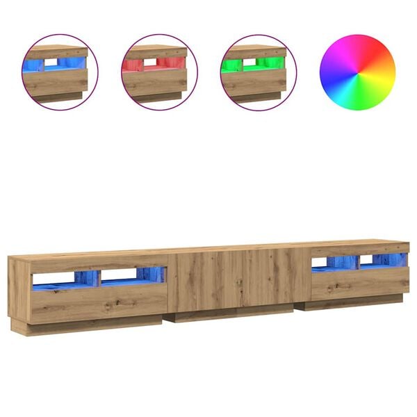 vidaXL TV-Schrank mit LED-Leuchten Artisan-Eiche 260x35x40 cm