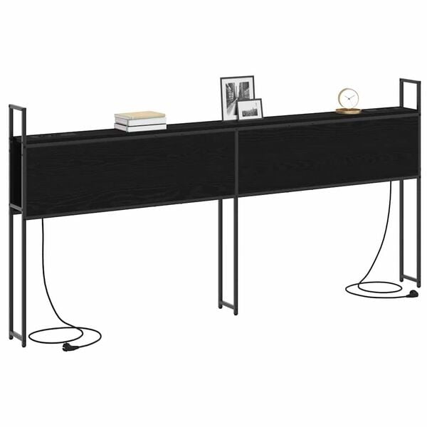 vidaXL Kopfteil mit Stauraum mit Ladestation Schwarz Eichen-Optik