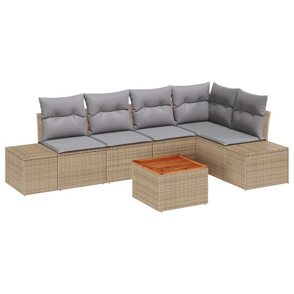vidaXL Gartensofa-set 6 pcs Beige und Hellgrau Poly-Rattan