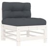 vidaXL Mittelsofa mit Kissen Wei&szlig; Massivholz Kiefer