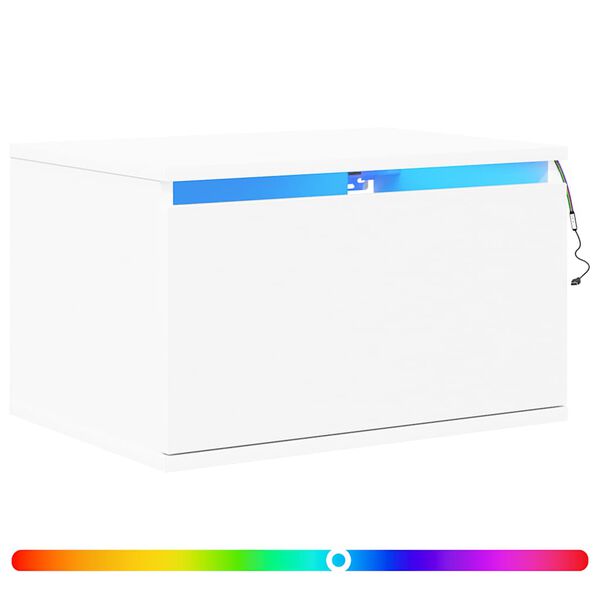 vidaXL Wand-Nachttisch mit LED-Leuchten Wei&szlig;