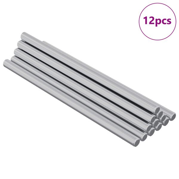 vidaXL Gewindestange 12 pcs Silber 6 x 120 mm Stahl