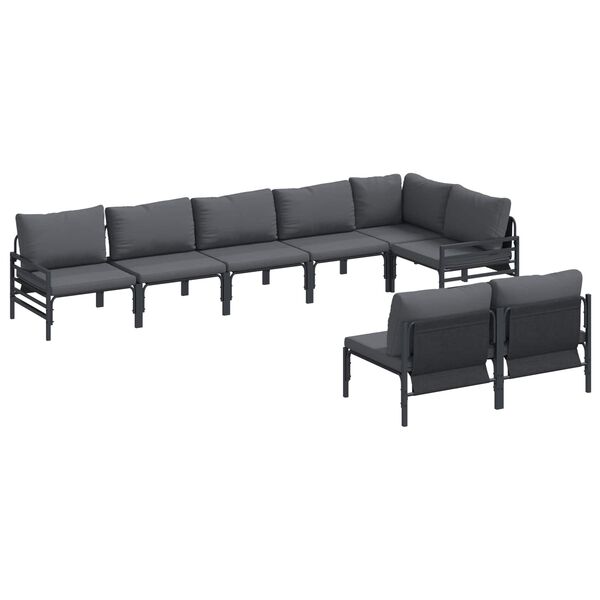 vidaXL Garten-Sofa-Set mit Kissen 8 pcs Anthrazit Stahl