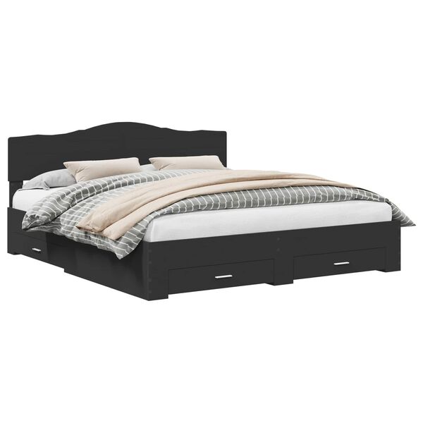 vidaXL Bettrahmen mit Kopfteil Schwarz 200 x 200 cm Holzwerkstoff