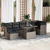 vidaXL 8-tlg. Garten-Sofagarnitur mit Kissen Grau Poly Rattan