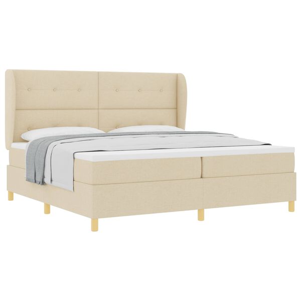vidaXL Boxspringbett mit Matratze Creme 200 x 200 cm Stoff