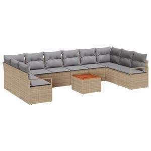 vidaXL Gartensofa-set mit Kissen 11 pcs Beige Poly-Rattan