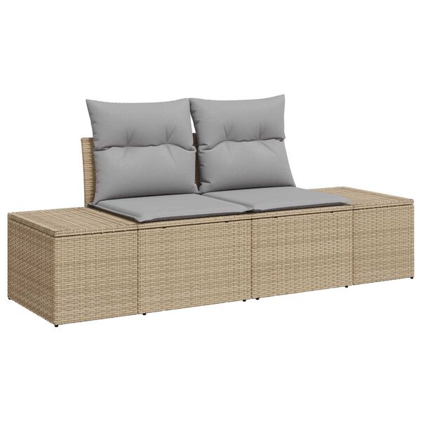vidaXL Garten-Sofa-Set mit Speicher 12 pcs Beige Poly Rattan