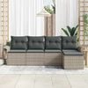 vidaXL Outdoor-Sofa mit Kissen 5 pcs Hellgrau Poly-Rattan
