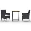 vidaXL 3-tlg. Bistro-Set Poly Rattan und Akazienholz Schwarz