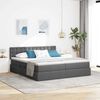 vidaXL Bett mit LED-Lichtleisten Dunkelgrau 180 x 200 cm Stoff