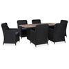 vidaXL 7-tlg. Garten-Essgruppe Poly Rattan Schwarz