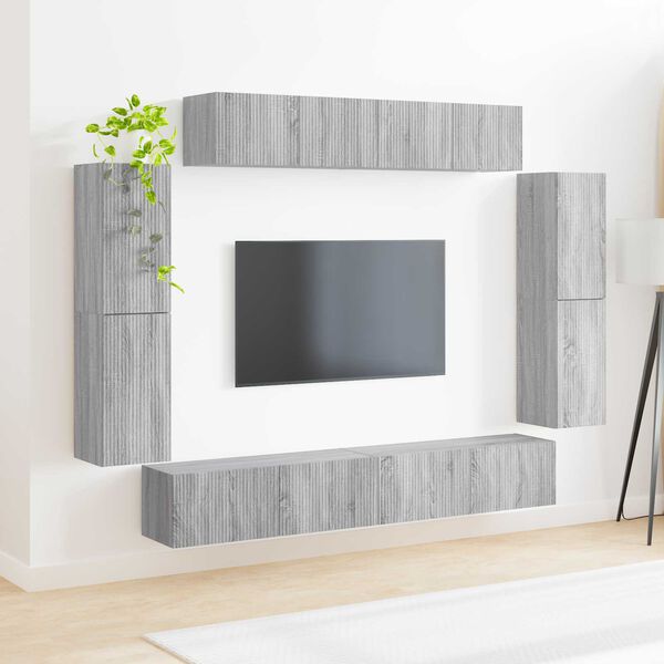 vidaXL TV-Schr&auml;nk 8 pcs Graues Sonoma