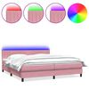 vidaXL Boxspringbett mit Matratze & LED Rosa 180x220 cm Samt