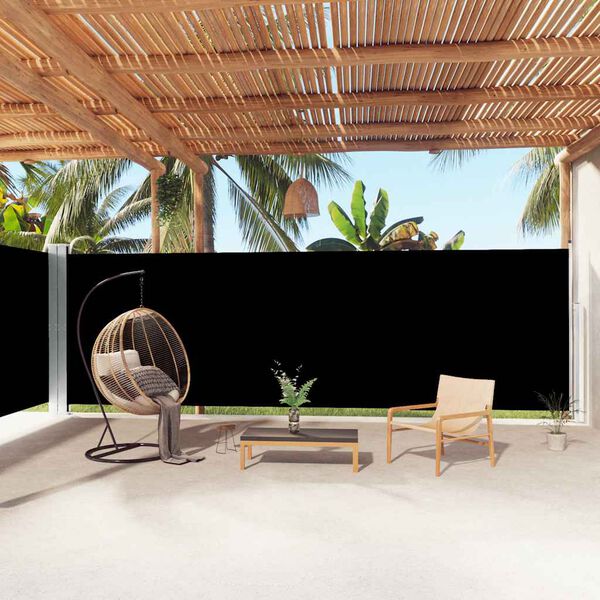 vidaXL Seitenmarkise Ausziehbar Schwarz 200x1000 cm