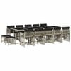 vidaXL 15-tlg. Garten-Essgruppe mit Kissen Hellgrau Poly Rattan