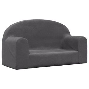 vidaXL Kindersofa 2-Sitzer Anthrazit Weich Pl&uuml;sch