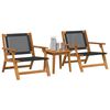 vidaXL Gartenst&uuml;hle mit Tisch 3 pcs Schwarz Massivholz Akazie