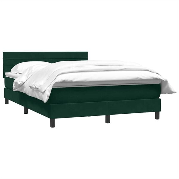 vidaXL Boxspringbett mit Matratze Dunkelgr&uuml;n 140x210 cm Samt