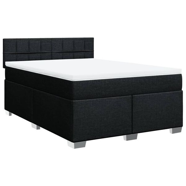 vidaXL Boxspringbett mit Matratze Schwarz 140x190 cm Stoff