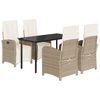 vidaXL 5-tlg. Garten-Essgruppe mit Kissen Beige Poly Rattan