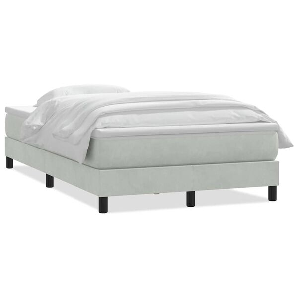 vidaXL Boxspringbett mit Matratze Hellgrau 120x210 cm Samt