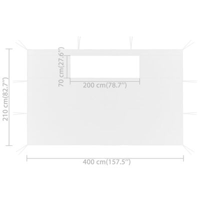 vidaXL Pavillon-Seitenwände mit Fenstern 2 Stk. 4x2,1 m Weiß 70 g/m²