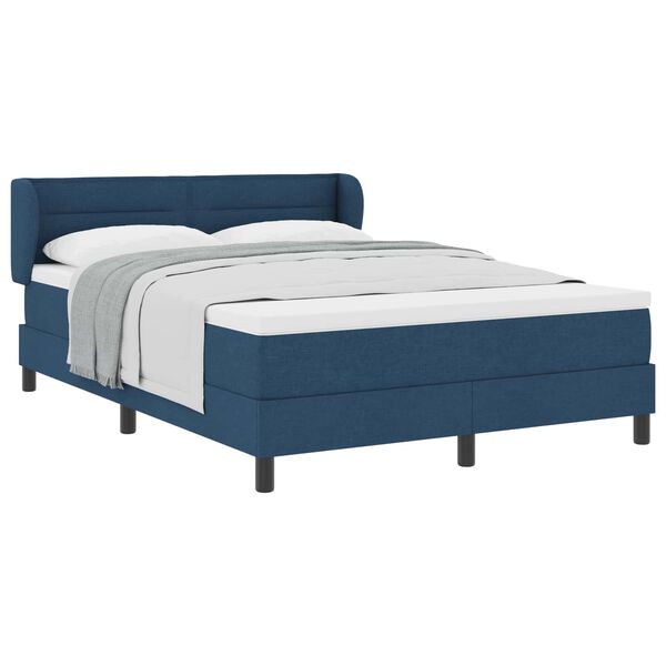 vidaXL Boxspringbett mit Matratze mit Kopfteil Blau 140 x 190 cm Stoff