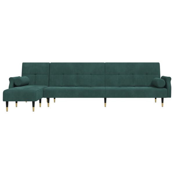 vidaXL Schlafsofa in L-Form Dunkelgrün 271x140x70 cm Samt
