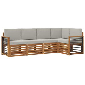 vidaXL Outdoor-Sofagarnitur 5 stk. 5-Sitzer Natur und Hellgrau