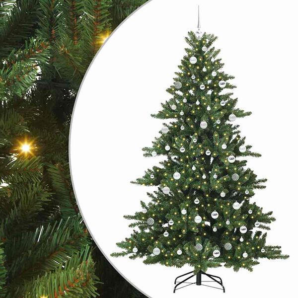 vidaXL K&uuml;nstlicher klappbarer Weihnachtsbaum Gr&uuml;n 210 cm PVC und Stahl