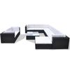 vidaXL 10-tlg. Garten-Lounge-Set mit Auflagen Poly Rattan Schwarz