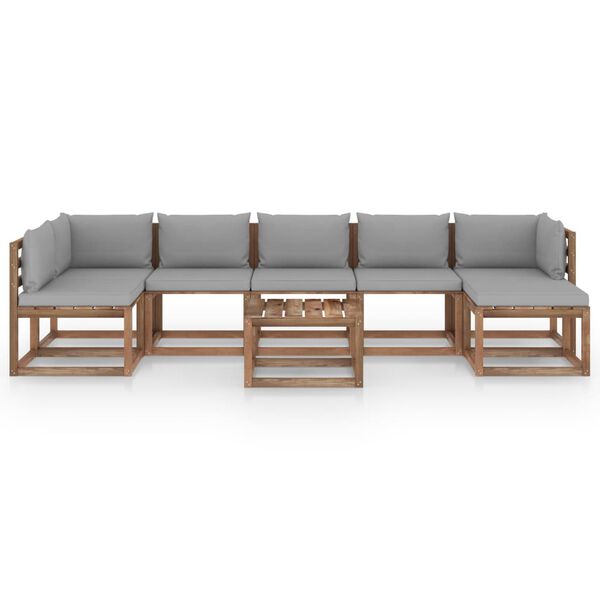 vidaXL 8-tlg. Garten-Lounge-Set mit Kissen in Grau