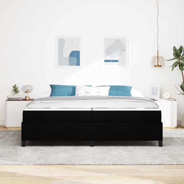 vidaXL Boxspringbett mit Matratze Schwarz 200 x 200 cm Stoff