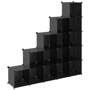 vidaXL Regalsystem mit 15 W&uuml;rfeln Schwarz PP